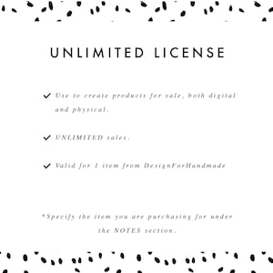 UNLIMITED LICENSE - valid for 1 clipart or pattern listing from this shop