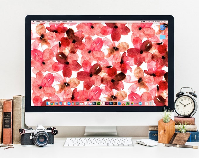 Autumn Digital Screensaver Desktop Wallpaper Fall Watercolor Flowers