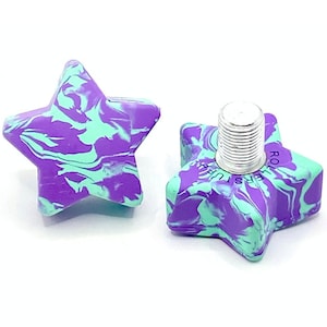 ROLLERSTUFF TWINKLE TOES Star Toe Stops, Purple Teal Swirl (Pair)