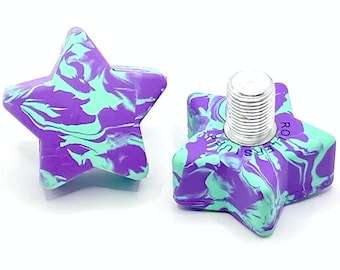 ROLLERSTUFF TWINKLE TOES Star Toe Stops, Purple Teal Swirl (Pair)