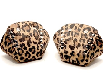 Punteras de patín de ruedas de cuero de leopardo / protectores de dedos (par) de ROLLERSTUFF