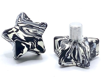 ROLLERSTUFF TWINKLE TOES Star Toe Stops, Cruella Black & White Swirl (Pair)