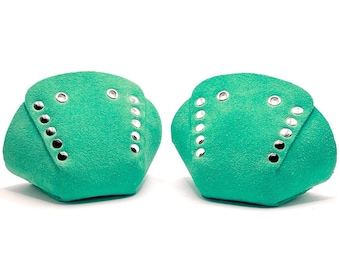 Green Suede Toe Caps for Roller Skates / Toe Guards, Moxi Green Apple Shade (Pair) by ROLLERSTUFF
