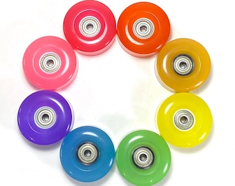 85A RAINBOW SET Luminous Light Up Roller Skate Wheels, Set of 8