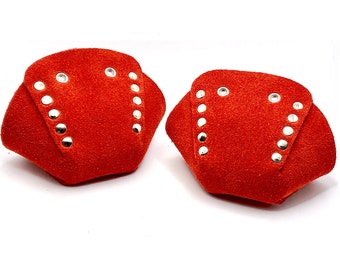 Red Suede Toe Caps for Roller Skates / Toe Guards (Moxi Red "Poppy" Shade) (Pair)