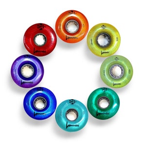 100A RAINBOW SET Professionally Dyed Luminous Light Up Roller Skate Wheels, Set of 8