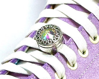 Snap Charms: Iridescent Rhinestone (Light), Interchangeable Shoelace Charm & Roller Skate Accessory