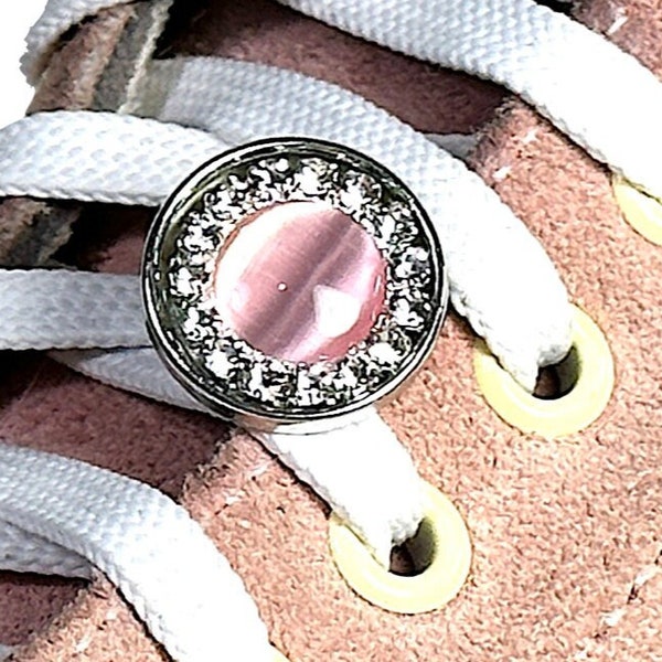 Snap Charms: Rosa Perle mit Diamanten, austauschbarer Schnürsenkel-Anhänger & Rollschuh-Zubehör