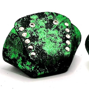 Green Glitter Splash Roller Skate Toe Caps / Toe Guards (Pair) by ROLLERSTUFF