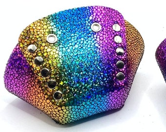 Rainbow Metallic Roller Skate Toe Caps / Toe Guards (Pair) by ROLLERSTUFF
