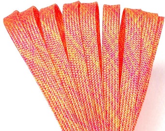 Neon Orange Creamsicle SPARK Derby Laces Metallic Roller Skate Laces / Shoe Laces, Pair