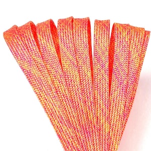 Neon Orange Creamsicle SPARK Derby Laces Metallic Roller Skate Laces / Shoe Laces, Pair
