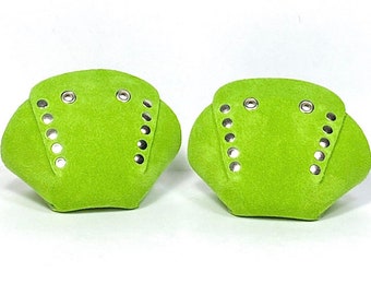 Lime Green Suede Roller Skate Toe Caps / Toe Guards (Pair) by ROLLERSTUFF