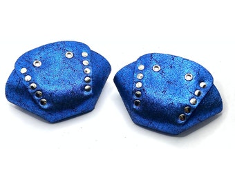 Royal Blue Glitter Suede Roller Skate Toe Caps / Toe Guards (Pair) by ROLLERSTUFF