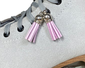 Suede Tassel Shoelace Charm Roller Skate Accessory, Light Orchid