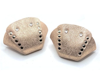 Light Pink Glitter Suede Roller Skate Toe Caps / Toe Guards (Pair) by ROLLERSTUFF