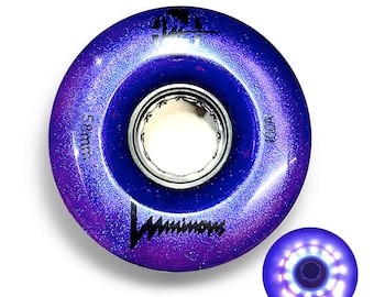 100A Purple Glitter Professionally Dyed Luminous Light Up Roller Skate Wheels, Set of 4