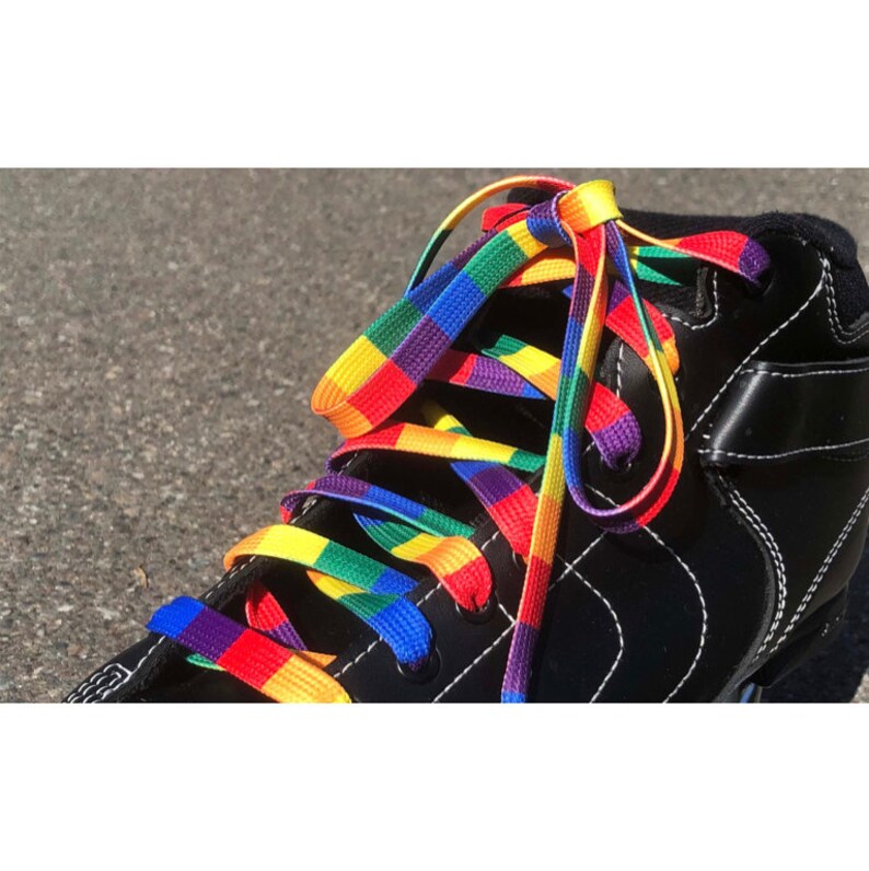Rainbow Block Skate Laces Pair Etsy