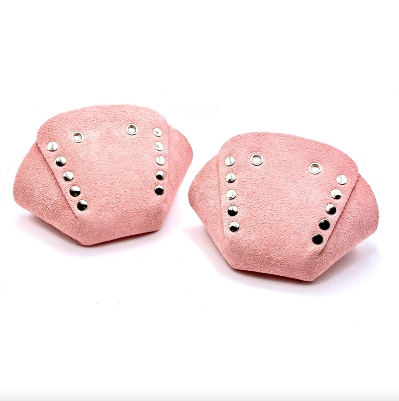 Pink Suede Roller Skate Toe Caps / Toe Guards pair by Etsy