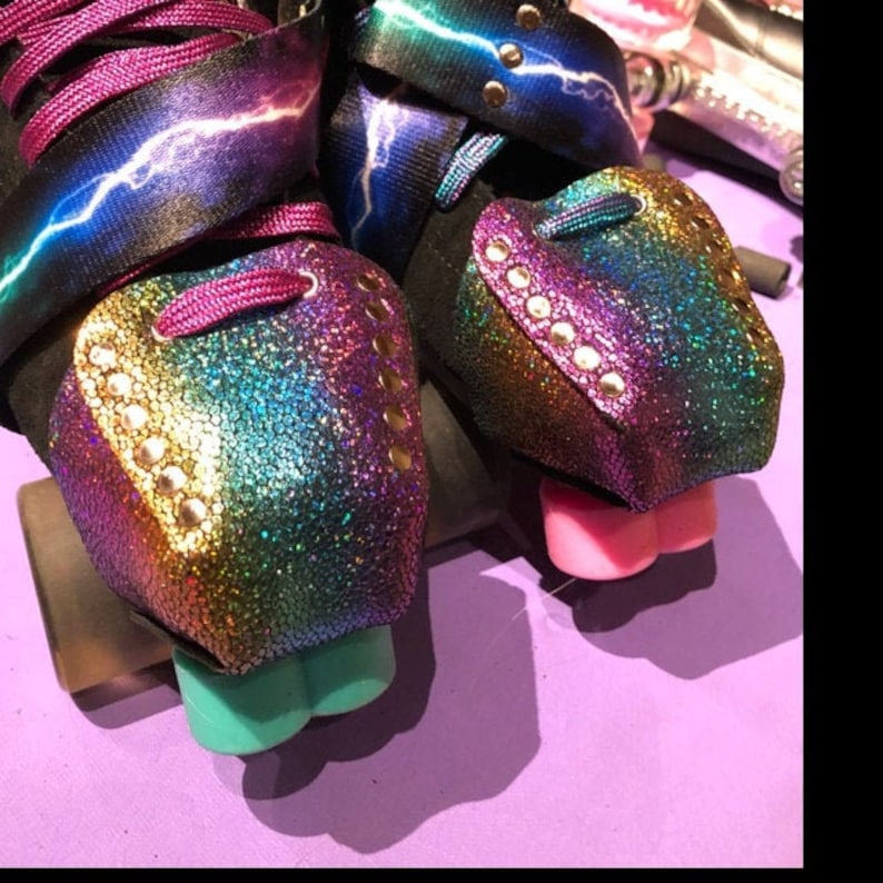 Rainbow Metallic Roller Skate Toe Caps / Toe Guards (Pair) by ROLLERSTUFF image 2