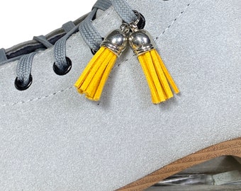 Suede Tassel Shoelace Charm Roller Skate Accessory, Mustard Yellow