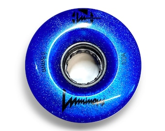 100A ROYAL BLUE Glitter Professionally Dyed Luminous Light Up Roller Skate Wheels, Set of 4
