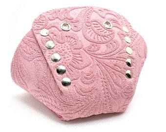 ROLLERSTUFF Pink Embossed Suede Roller Skate Toe Caps / Toe Guards (Pair)