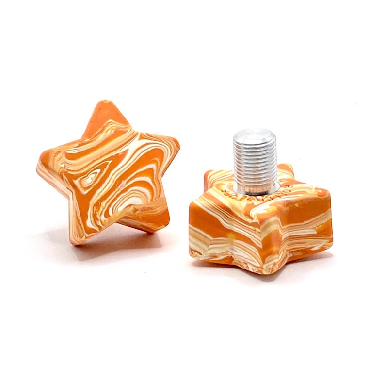 ROLLERSTUFF TWINKLE TOES Star Toe Stops, Orange Marble-ade (Pair)