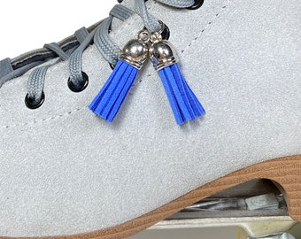 Suede Tassel Shoelace Charm Roller Skate Accessory, Royal Blue