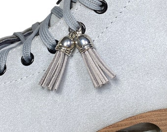 Suede Tassel Shoelace Charm Roller Skate Accessory, Light Gray