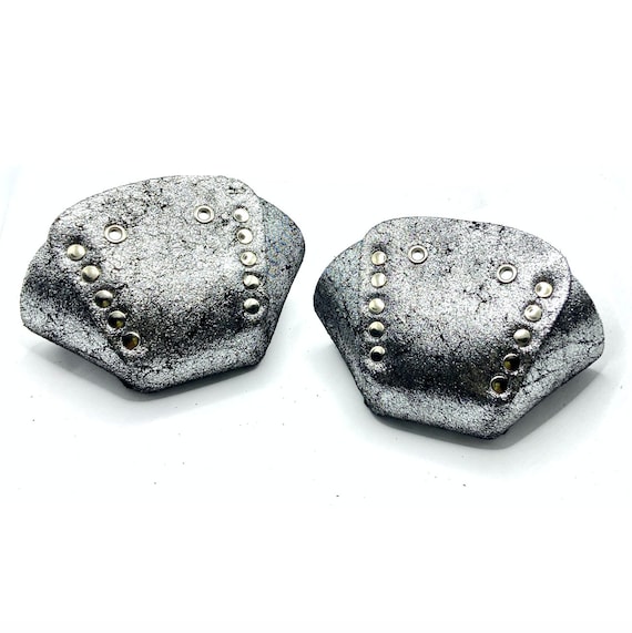 Silver Glitter Suede Roller Skate Toe Caps / Toe Guards (Pair) by ROLLERSTUFF
