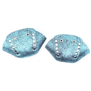 Light Blue Glitter Suede Roller Skate Toe Caps / Toe Guards (Pair) by ROLLERSTUFF