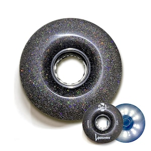 Luminous Black Glitter Light Up Roller Skate Wheels, Set of 4
