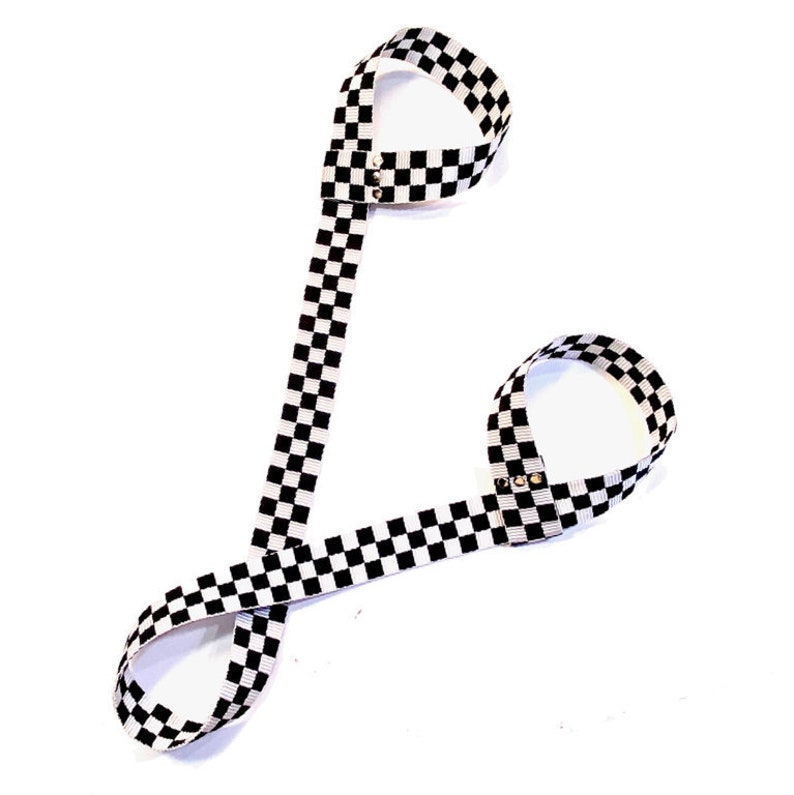 ROLLERSTUFF Black & White Checkered Flag Adjustable Roller Skate Leash image 1