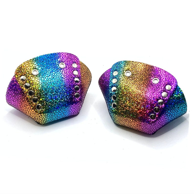 Rainbow Metallic Roller Skate Toe Caps / Toe Guards (Pair) by ROLLERSTUFF image 1
