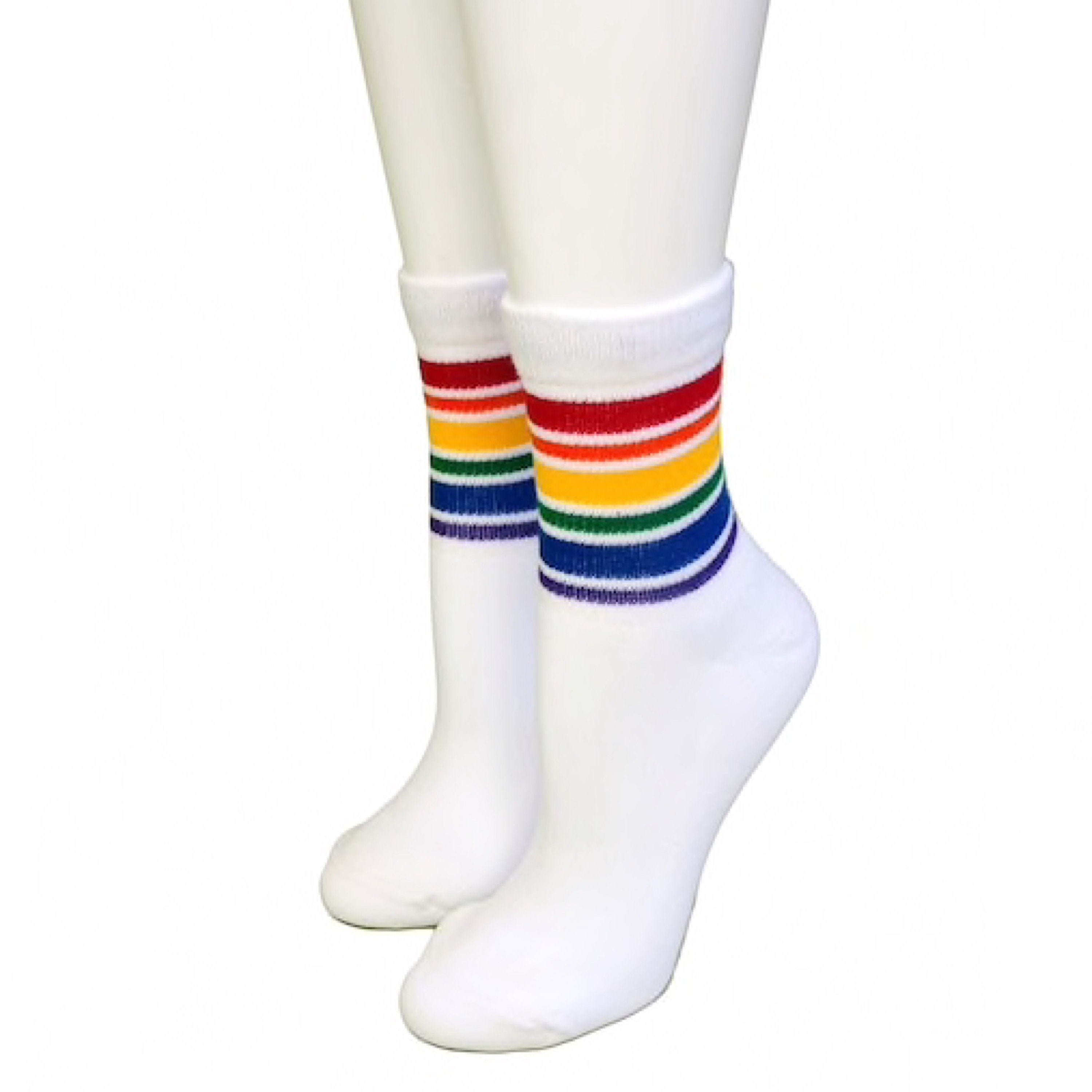White Rainbow Stripe Low Cut Pride Socks