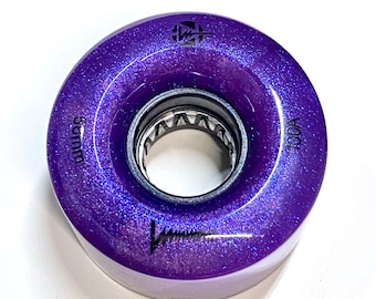 100A DEEP PURPLE Glitter Professionally Dyed Luminous Light Up Roller Skate Wheels, Set of 4