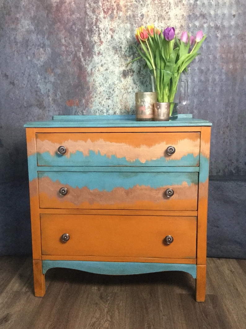 Sold Hand Painted Vintage And Funky Chest Of Drawers Sold Etsy