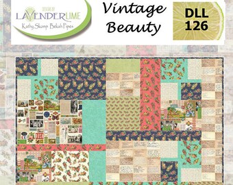 Vintage Beauty Quilt Pattern designed by Lavender Lime shown in Flea Market Mix Fabrics by Moda