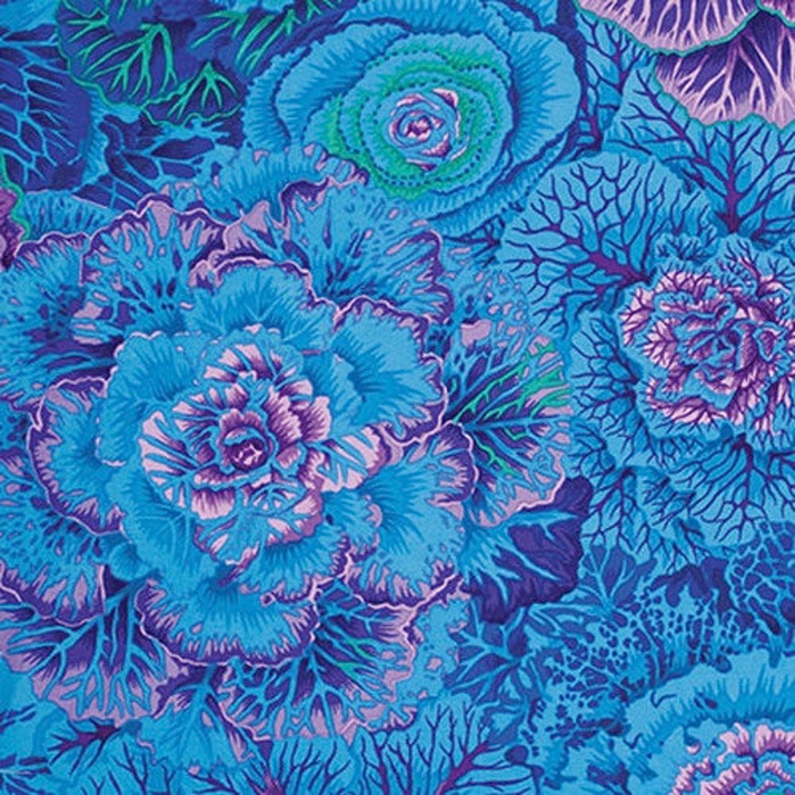 Kaffe Fassett Brassica Blue PWPJ051.BLUEX Fabric Etsy