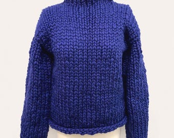 Men’s Knitted Sweater, Chunky Merino Wool Mock Neck Pullover