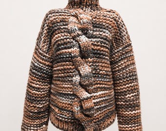 Men’s Cable Knit Sweater, Chunky Merino Wool Pullover