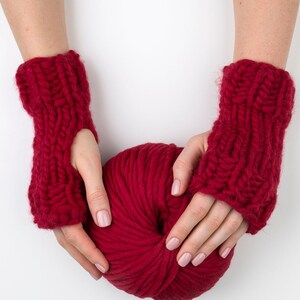 Fingerless gloves Wool knitted arm warmers Womens fingerless mittens Winter knit hand warmers image 1