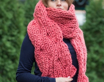 Cable knit scarf KNITTING PATTERN - Knitted scarf patterns - Chunky scarf pattern - Digital download