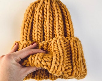 MODELLO DI LAVORO A MAGLIA Chunky Beanie - Modelli di cappelli invernali lavorati a maglia PDF - Modelli di cappelli a maglia grossa - Modello di berretto lavorato a maglia