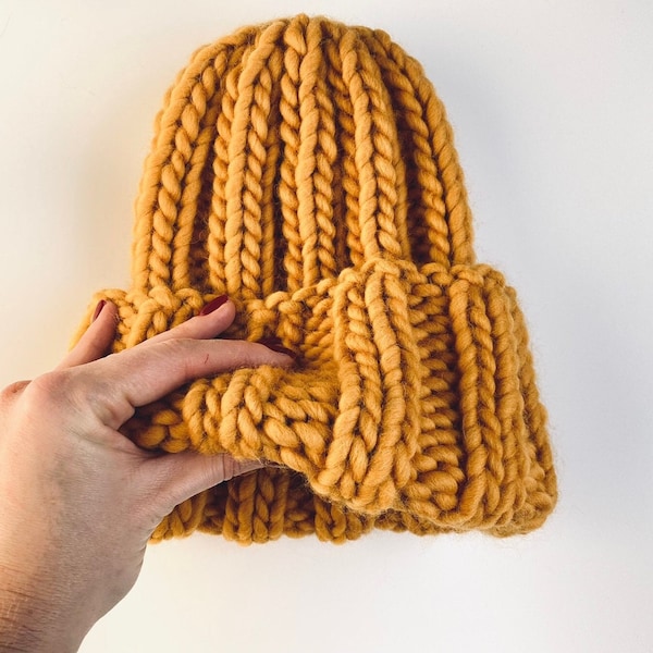 Chunky Beanie KNITTING PATTERN - Winter hat knitting patterns PDF - Chunky knit hat patterns - Knit beanie pattern