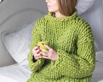 Super chunky sweater knitting pattern PDF - Big oversized knit sweater pattern - Huge knitted sweater pattern