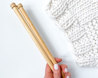 12mm Wooden Straight Knitting Needles - US Size 17, Chunky Yarn, Knit Pro Basics