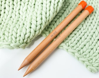 Giant Knitting Needles 20mm (US size 35). Chunky Single Point Knitting Needles. Big Wooden Knitting Needles. Jumbo Big Needles.