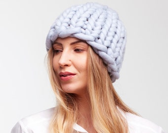 Cappello a maglia grosso da donna - Cappello a cuffia invernale lavorato a maglia - Berretto a maglia grosso - Cappello a filato grosso da donna